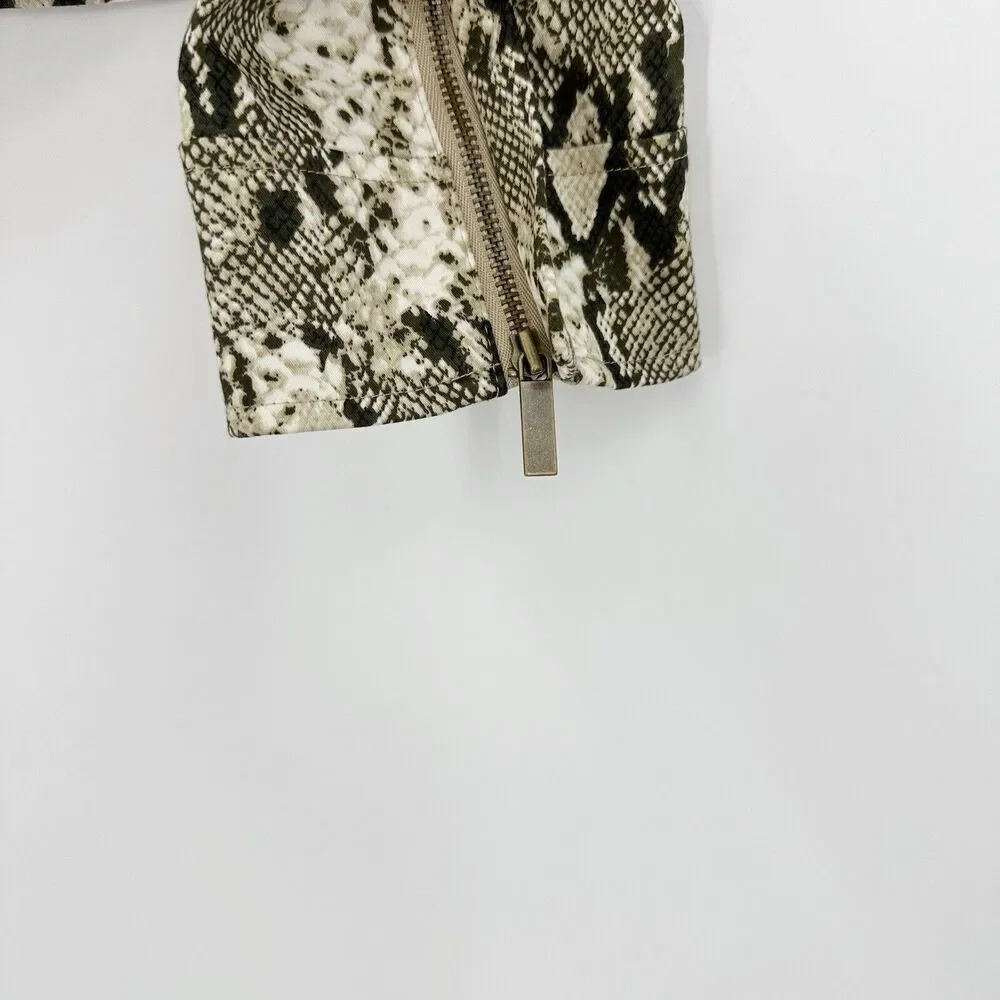 Jones New York Jacket Size 6 Womens Snakeskin‎ Front Zip Stretch Long Sleeve